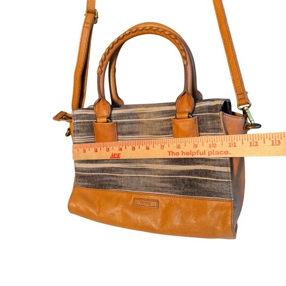 Fossil Striped Canvas & Leather Crossbody/Handbag With Adjustable Strap - Picture 11 of 16